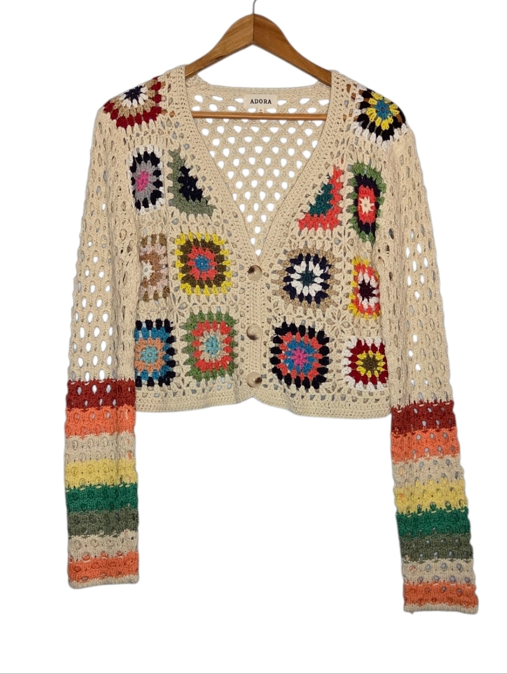 Adora Granny Patch Crochet Cardigan Size M